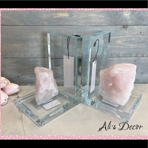Beautiful Rachel Zoe pink quartz bookends make the perfect home or office decor.